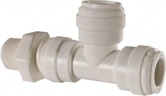 Value Collection - 1/2" Outside Diam, 3/8 NPT, Acetal Push-to-Connect Tube Male Swivel Run Tee - 150 Max psi - Apex Tool & Supply