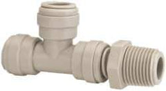 Value Collection - 1/2" Outside Diam, 1/2 NPT, Acetal Push-to-Connect Tube Male Swivel Run Tee - 150 Max psi - Apex Tool & Supply