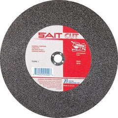 Sait - 10" 36 Grit Aluminum Oxide Cutoff Wheel - 1/8" Thick, 5/8" Arbor, 6,100 Max RPM, Use with Stationary Tools - Apex Tool & Supply