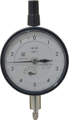 Mitutoyo - 0.05" Range, 0-5-0 Dial Reading, 0.0001" Graduation Dial Drop Indicator - 2-3/16" Dial, 0.01" Range per Revolution, 0.0002" Accuracy, Revolution Counter - Apex Tool & Supply