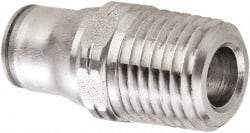 Legris - 12mm Outside Diam, 1/2 BSPT, Stainless Steel Push-to-Connect Male Connector - 435 Max psi, Tube to Male BSPT Connection, FKM O-Ring - Apex Tool & Supply