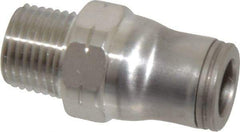 Legris - 1/4" Outside Diam, 1/8 NPT, Stainless Steel Push-to-Connect Male Connector - 435 Max psi, Tube to Male NPT Connection, FKM O-Ring - Apex Tool & Supply