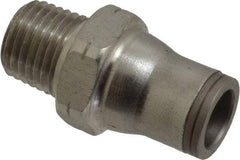 Legris - 3/8" Outside Diam, 1/4 NPT, Stainless Steel Push-to-Connect Male Connector - 435 Max psi, Tube to Male NPT Connection, FKM O-Ring - Apex Tool & Supply