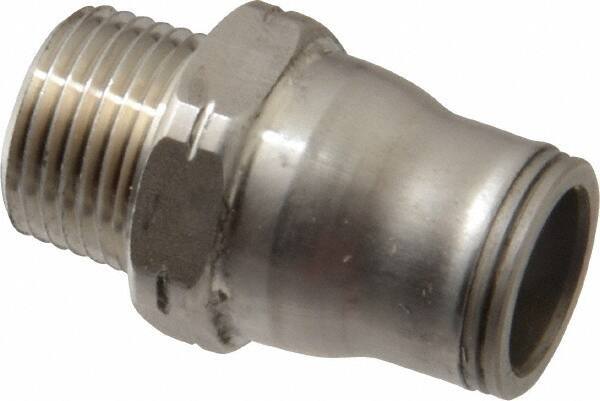 Legris - 1/2" Outside Diam, 3/8 NPT, Stainless Steel Push-to-Connect Male Connector - 435 Max psi, Tube to Male NPT Connection, FKM O-Ring - Apex Tool & Supply