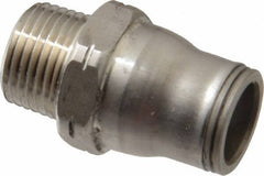 Legris - 1/2" Outside Diam, 3/8 NPT, Stainless Steel Push-to-Connect Male Connector - 435 Max psi, Tube to Male NPT Connection, FKM O-Ring - Apex Tool & Supply