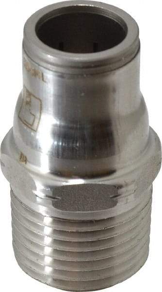 Legris - 1/2" Outside Diam, 1/2 NPT, Stainless Steel Push-to-Connect Male Connector - 435 Max psi, Tube to Male NPT Connection, FKM O-Ring - Apex Tool & Supply