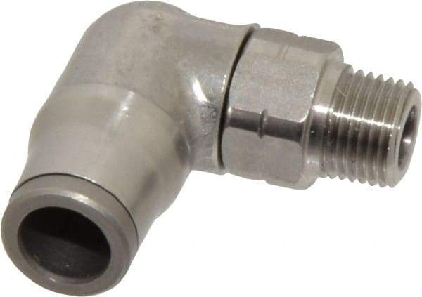 Legris - 5/16" Outside Diam, 1/8 NPT, Stainless Steel Push-to-Connect Male Elbow - 290 Max psi, Tube to Male NPT Connection, FKM O-Ring - Apex Tool & Supply