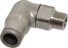 Legris - 5/16" Outside Diam, 1/8 NPT, Stainless Steel Push-to-Connect Male Elbow - 290 Max psi, Tube to Male NPT Connection, FKM O-Ring - Apex Tool & Supply