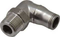Legris - 3/8" Outside Diam, 3/8 NPT, Stainless Steel Push-to-Connect Male Elbow - 435 Max psi, Tube to Male NPT Connection, FKM O-Ring - Apex Tool & Supply