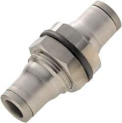 Legris - 5/32" Outside Diam, Stainless Steel Push-to-Connect Bulkhead Union - 435 Max psi, FKM O-Ring, Tube to Tube - Apex Tool & Supply