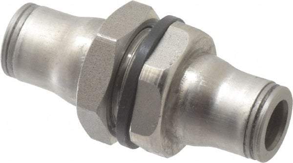 Legris - 1/4" Outside Diam, Stainless Steel Push-to-Connect Bulkhead Union - 435 Max psi, FKM O-Ring, Tube to Tube - Apex Tool & Supply