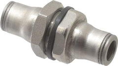Legris - 1/4" Outside Diam, Stainless Steel Push-to-Connect Bulkhead Union - 435 Max psi, FKM O-Ring, Tube to Tube - Apex Tool & Supply