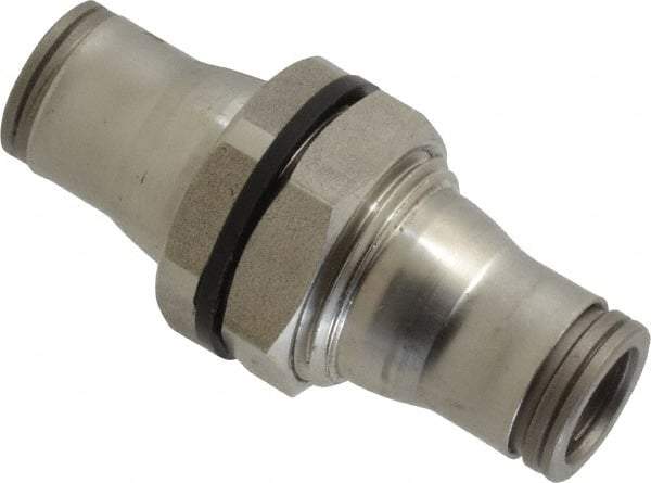 Legris - 3/8" Outside Diam, Stainless Steel Push-to-Connect Bulkhead Union - 435 Max psi, FKM O-Ring, Tube to Tube - Apex Tool & Supply
