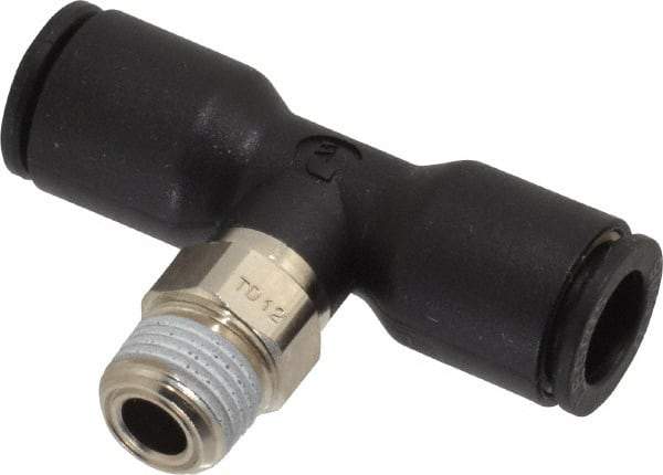 Legris - 5/16" OD, 1/8 NPT, Nylon/Nickel Plated Brass Push-to-Connect Male Branch Tee - 290 Max psi - Apex Tool & Supply