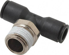 Legris - 5/16" OD, 3/8 NPT, Nylon/Nickel Plated Brass Push-to-Connect Male Branch Tee - 290 Max psi - Apex Tool & Supply