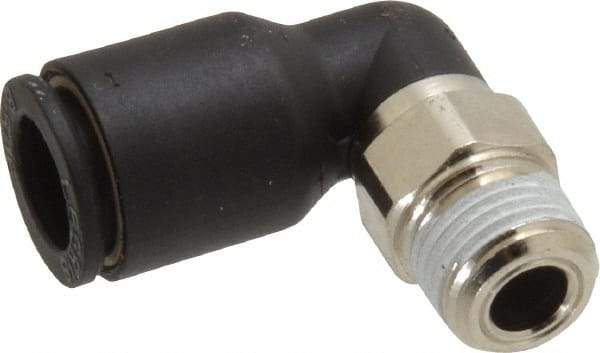 Legris - 5/16" OD, 1/4 NPT, Nylon/Nickel Plated Brass Push-to-Connect Male Elbow - 290 Max psi - Apex Tool & Supply