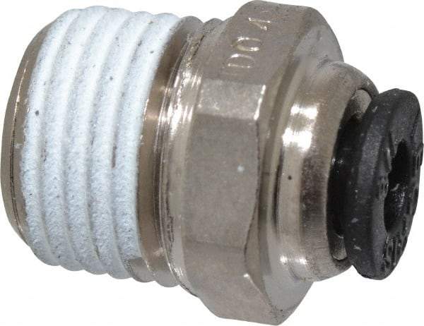 Legris - 3/16" Outside Diam, 1/8 NPT, Nickel Plated Brass Push-to-Connect Tube Male Connector - 290 Max psi, Tube to Male NPT Connection - Apex Tool & Supply