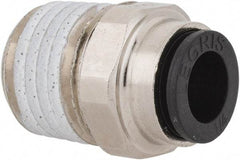Legris - 1/4" Outside Diam, 1/4 NPT, Nickel Plated Brass Push-to-Connect Tube Male Connector - 290 Max psi - Apex Tool & Supply