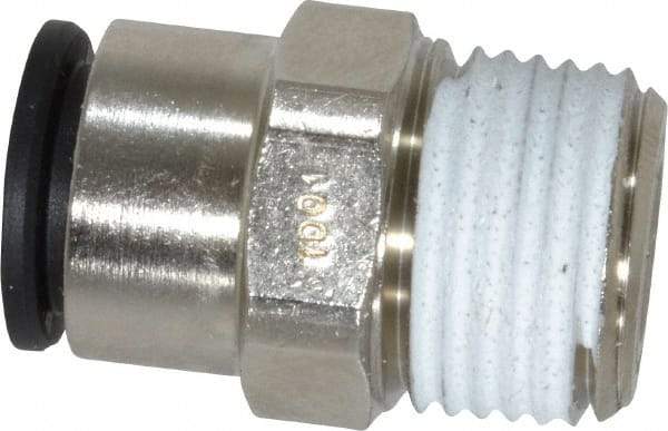 Legris - 3/8" Outside Diam, 3/8 NPT, Nickel Plated Brass Push-to-Connect Tube Male Connector - 290 Max psi - Apex Tool & Supply