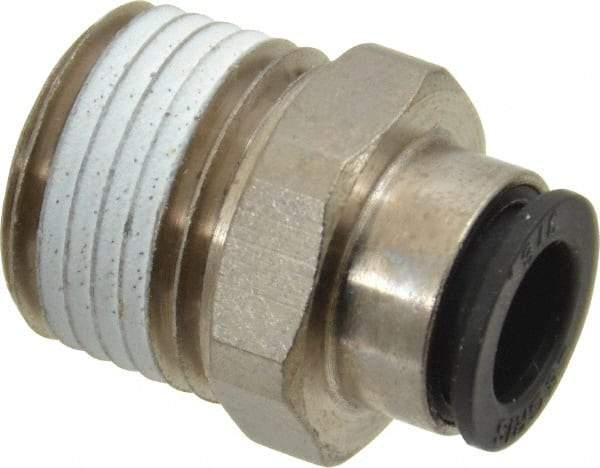 Legris - 3/8" Outside Diam, 1/2 NPT, Nickel Plated Brass Push-to-Connect Tube Male Connector - 290 Max psi - Apex Tool & Supply