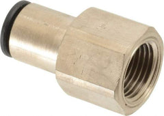 Legris - 3/8" Outside Diam, 3/8 NPT, Nickel Plated Brass Push-to-Connect Tube Female Connector - 290 Max psi - Apex Tool & Supply