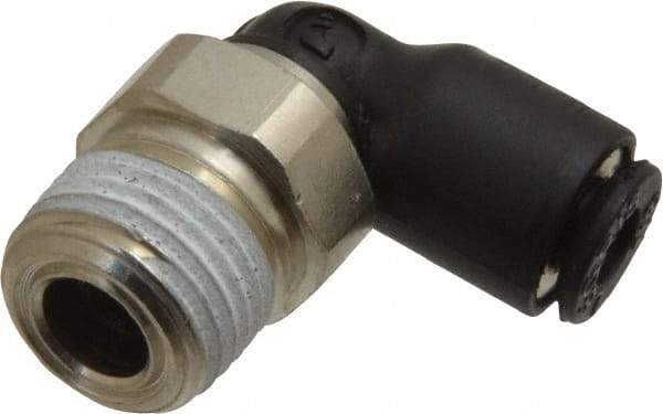 Legris - 1/8" OD, 1/8 NPT, Nylon/Nickel Plated Brass Push-to-Connect Male Elbow - 290 Max psi - Apex Tool & Supply