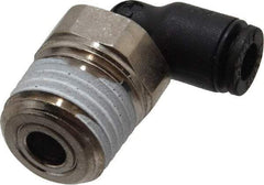Legris - 5/32" OD, 1/4 NPT, Nylon/Nickel Plated Brass Push-to-Connect Male Elbow - 290 Max psi - Apex Tool & Supply