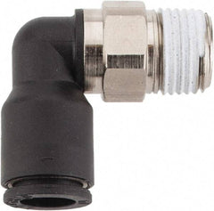Legris - 1/4" OD, 1/8 NPT, Nylon/Nickel Plated Brass Push-to-Connect Male Elbow - 290 Max psi - Apex Tool & Supply