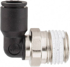 Legris - 1/4" OD, 1/4 NPT, Nylon/Nickel Plated Brass Push-to-Connect Male Elbow - 290 Max psi - Apex Tool & Supply