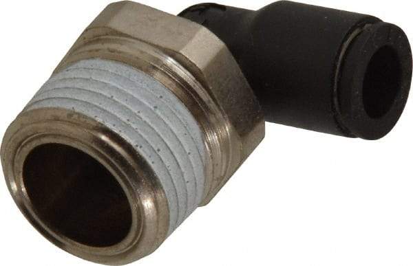 Legris - 1/4" OD, 3/8 NPT, Nylon/Nickel Plated Brass Push-to-Connect Male Elbow - 290 Max psi - Apex Tool & Supply