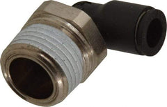 Legris - 1/4" OD, 3/8 NPT, Nylon/Nickel Plated Brass Push-to-Connect Male Elbow - 290 Max psi - Apex Tool & Supply