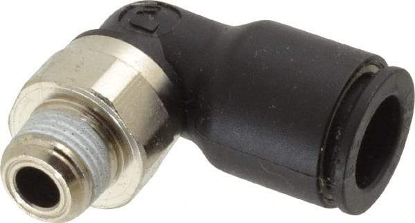 Legris - 3/8" OD, 1/8 NPT, Nylon/Nickel Plated Brass Push-to-Connect Male Elbow - 290 Max psi - Apex Tool & Supply