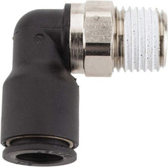 Legris - 3/8" OD, 1/4 NPT, Nylon/Nickel Plated Brass Push-to-Connect Male Elbow - 290 Max psi - Apex Tool & Supply