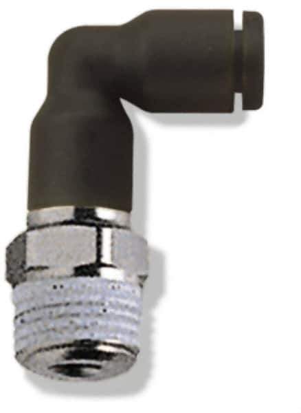 Legris - 5/32" OD, 1/4 NPT, Nylon/Nickel Plated Brass Push-to-Connect Extended Male Elbow - 290 Max psi - Apex Tool & Supply