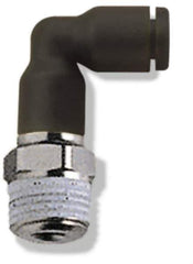 Legris - 5/32" OD, 1/4 NPT, Nylon/Nickel Plated Brass Push-to-Connect Extended Male Elbow - 290 Max psi - Apex Tool & Supply