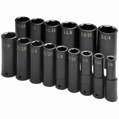 SK - 1/2" Drive Deep Impact Socket Set - 3/8 to 1-1/4", Inch Measurement Standard - Apex Tool & Supply