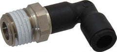 Legris - 1/4" OD, 1/4 NPT, Nylon/Nickel Plated Brass Push-to-Connect Extended Male Elbow - 290 Max psi - Apex Tool & Supply