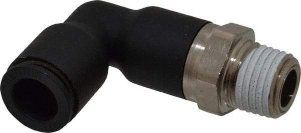 Legris - 3/8" OD, 1/4 NPT, Nylon/Nickel Plated Brass Push-to-Connect Extended Male Elbow - 290 Max psi - Apex Tool & Supply