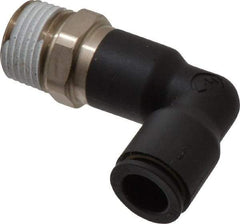 Legris - 3/8" OD, 3/8 NPT, Nylon/Nickel Plated Brass Push-to-Connect Extended Male Elbow - 290 Max psi - Apex Tool & Supply