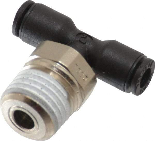 Legris - 5/32" OD, 1/4 NPT, Nylon/Nickel Plated Brass Push-to-Connect Male Branch Tee - 290 Max psi - Apex Tool & Supply