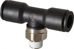 Legris - 3/8" OD, 1/8 NPT, Nylon/Nickel Plated Brass Push-to-Connect Male Branch Tee - 290 Max psi - Apex Tool & Supply