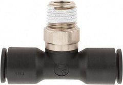 Legris - 3/8" OD, 1/4 NPT, Nylon/Nickel Plated Brass Push-to-Connect Male Branch Tee - 290 Max psi - Apex Tool & Supply