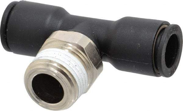 Legris - 3/8" OD, 3/8 NPT, Nylon/Nickel Plated Brass Push-to-Connect Male Branch Tee - 290 Max psi - Apex Tool & Supply