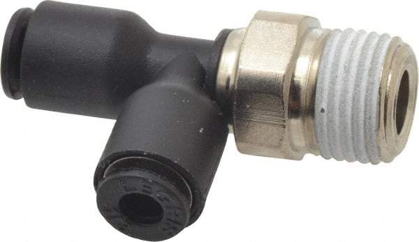 Legris - 1/8" OD, 1/8 NPT, Nylon/Nickel Plated Brass Push-to-Connect Male Run Tee - 290 Max psi - Apex Tool & Supply