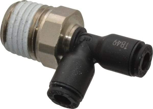 Legris - 5/32" OD, 1/4 NPT, Nylon/Nickel Plated Brass Push-to-Connect Male Run Tee - 290 Max psi - Apex Tool & Supply