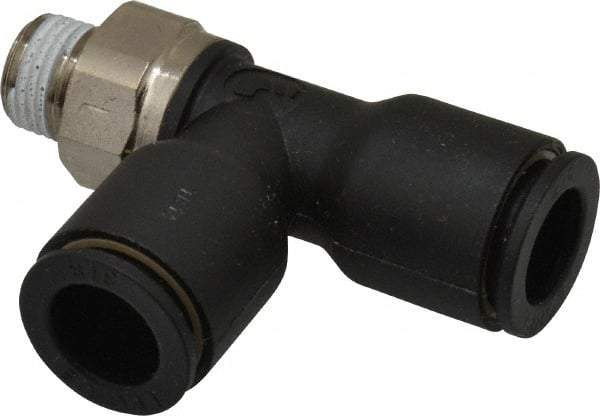 Legris - 3/8" OD, 1/8 NPT, Nylon/Nickel Plated Brass Push-to-Connect Male Run Tee - 290 Max psi - Apex Tool & Supply