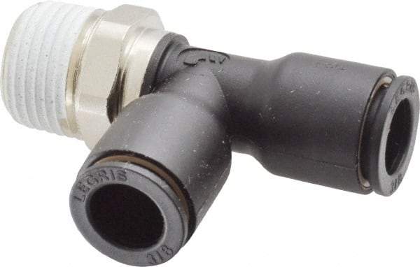 Legris - 3/8" OD, 3/8 NPT, Nylon/Nickel Plated Brass Push-to-Connect Male Run Tee - 290 Max psi - Apex Tool & Supply
