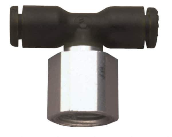 Legris - 5/32" OD, 1/4 NPT, Nylon/Nickel Plated Brass Push-to-Connect Female Branch Tee - 290 Max psi - Apex Tool & Supply