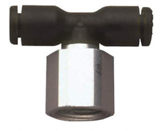 Legris - 5/32" OD, 1/4 NPT, Nylon/Nickel Plated Brass Push-to-Connect Female Branch Tee - 290 Max psi - Apex Tool & Supply