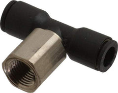 Legris - 1/4" OD, 1/8 NPT, Nylon/Nickel Plated Brass Push-to-Connect Female Branch Tee - 290 Max psi - Apex Tool & Supply